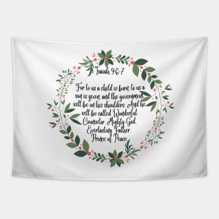 For Unto Us a Child is Born - Bible Verse - Christian Christmas Design Tapestry