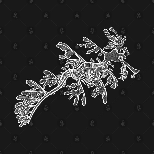 Hand drawn Leafy Seadragon - cute marine animal design by Green Paladin