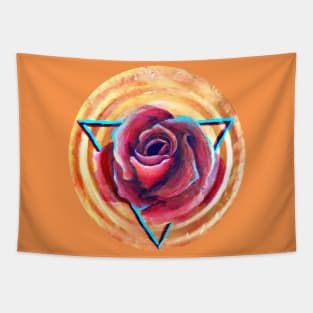 Geometric Rose Flower Tapestry