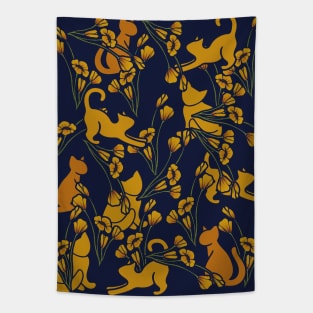 Cats in Flowers Tapestry