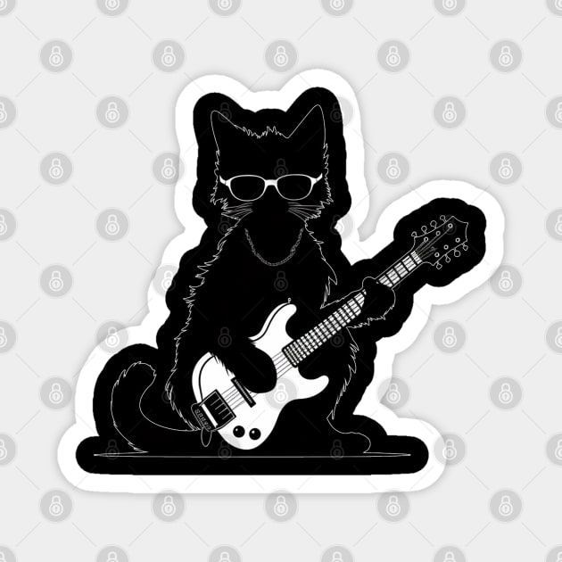 Cat playing guitar Magnet by Onceer