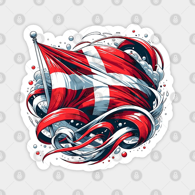 Oceanic Waves Danish Flag Tee – Patriotic Nautical Shirt Magnet by Kicosh