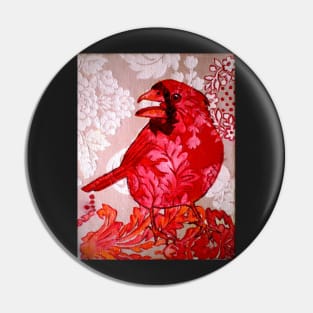 Red Bird Sitting on a Wall Pin