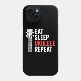 Eat Sleep Ukulele Repeat Ukulele Headstock Dark Theme Phone Case