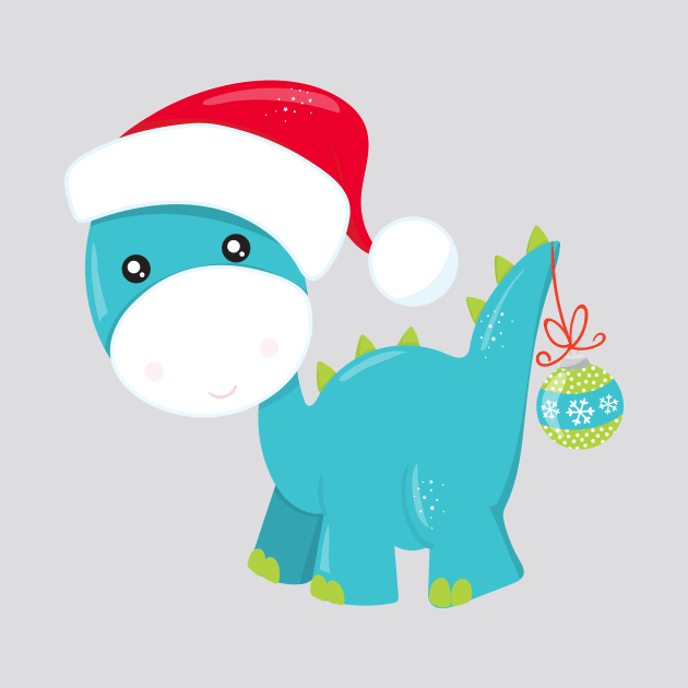 Christmas Dinosaur, Santa Hat, Dino, Brontosaurus by Jelena Dunčević