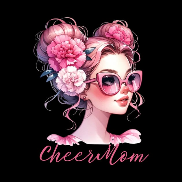 Cheer Mom Cheerleader Mama Life Messy Bun Mother's Day by IYearDesign