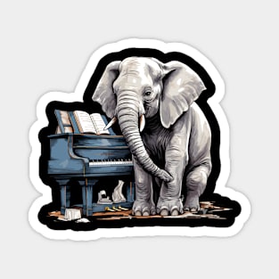 Elephant playing piano Magnet