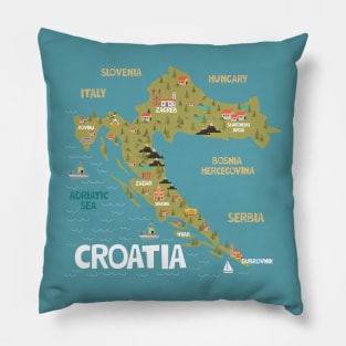 Croatia illustrated map Pillow