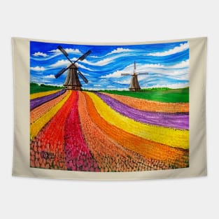 Tulip Farm in Holland Tapestry