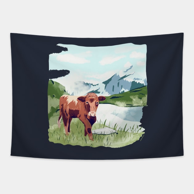 Cow Tapestry by minniemorrisart
