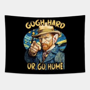 Gogh Hard or Go Home Funny Artist Pun Design Tapestry