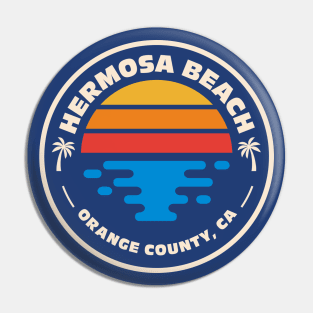 Retro Hermosa Beach Orange County California Vintage Beach Surf Emblem Pin