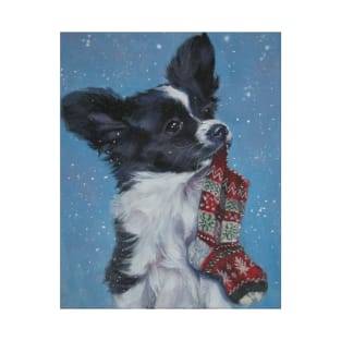 Papillon Christmas Fine Art Painting T-Shirt