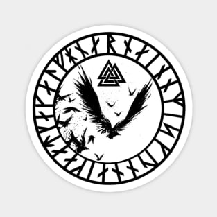 Ravens, Runes and Odin Magnet