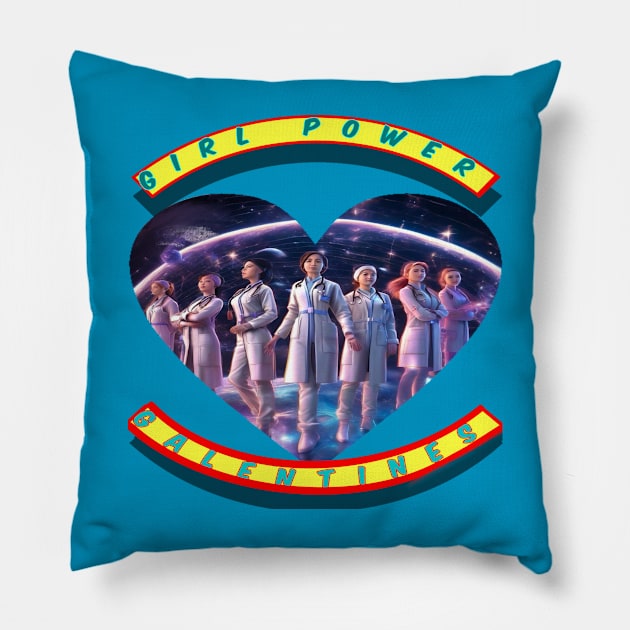 Girl power galantine’s space doctors and nurses Pillow by sailorsam1805