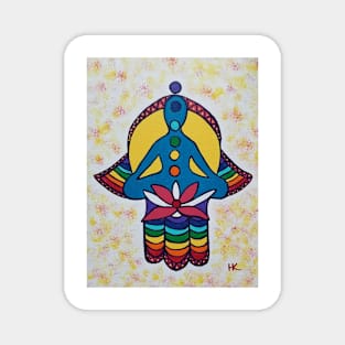 Chakra and Lotus Hamsa by Harriette Knight Magnet