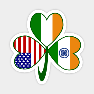 India Ireland USA Shamrock Flags Magnet