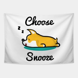 Corgi Choose Snooze – Sleepy dog Tapestry