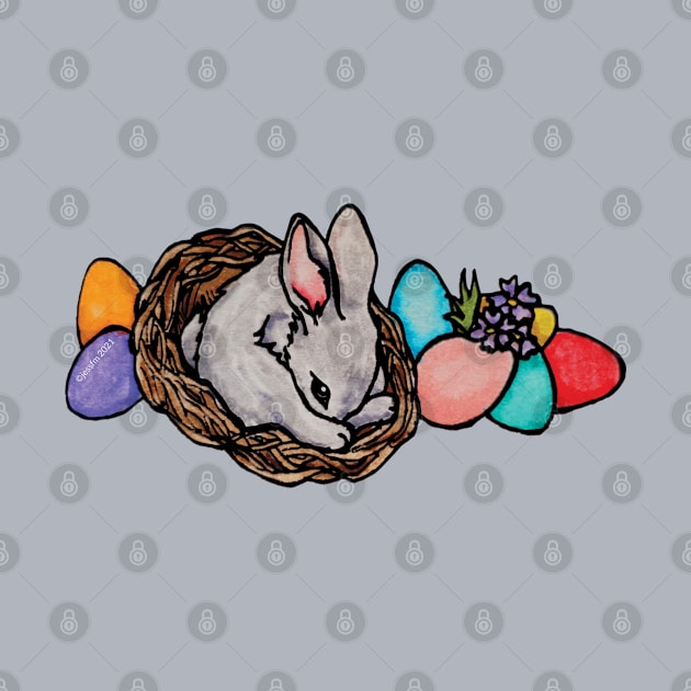 Watercolor Easter Bunny in a Nest by Jessfm