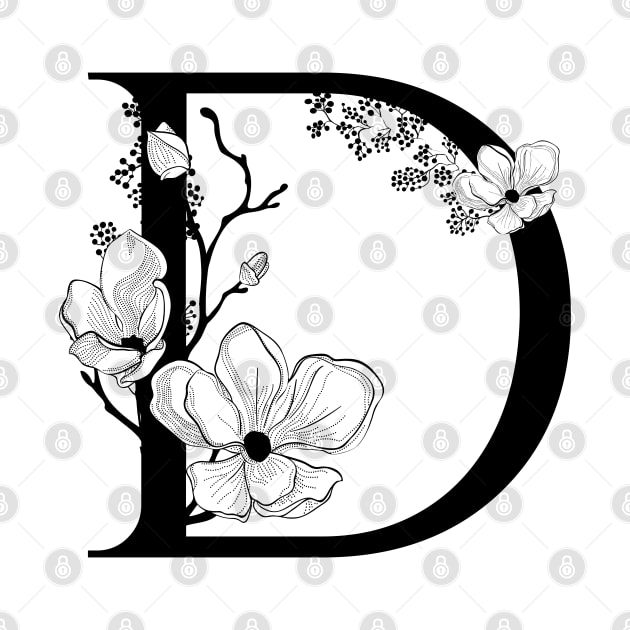 Letter D Monogram - Floral Initial by ZenNature