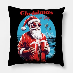 Santa's Vacation Vibes | "Christmas in July" Santa Tee Pillow