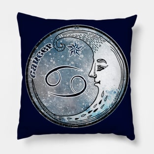 Cancer Moon Sign Astrology Zodiac Symbol Stars and Crescent Moon Pillow