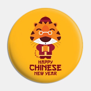 Happy Chinese New Year of the Tiger 2022 Greetings Tang Suit Pin