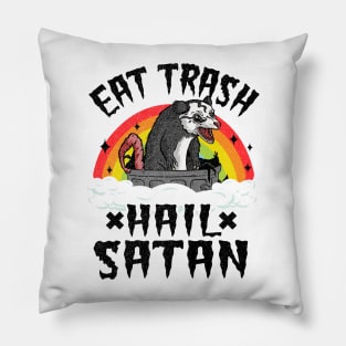 Eat Trash Hail Satan Funny Death Metal Pillow