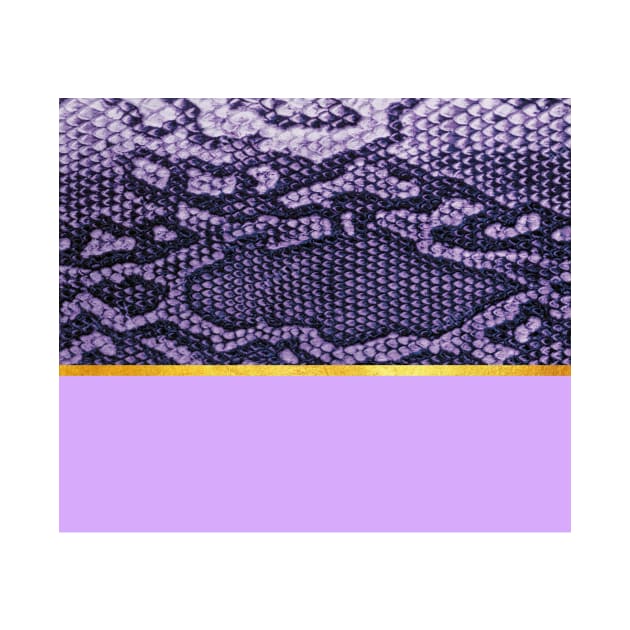 Coloured snake print on purple, golden lining by ColorsHappiness