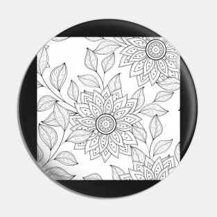 Non Colored Pattern with Floral Motifs Pin