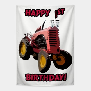 Happy 1st birthday tractor design Tapestry