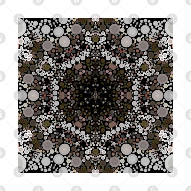 Dot Mandala Flower Brown and White by WormholeOrbital