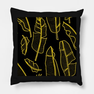 Banana leaves yellow on black Pillow