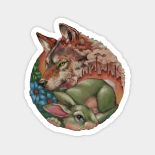 Wolf and Bunny Yin Yang Magnet