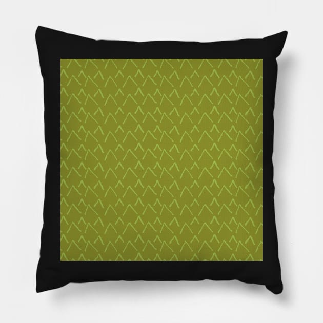 Olive Green Simple Mountain Pattern Pillow by greenoriginals