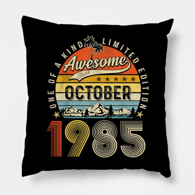 Awesome Since October 1985 Vintage 38th Birthday Pillow by Gearlds Leonia