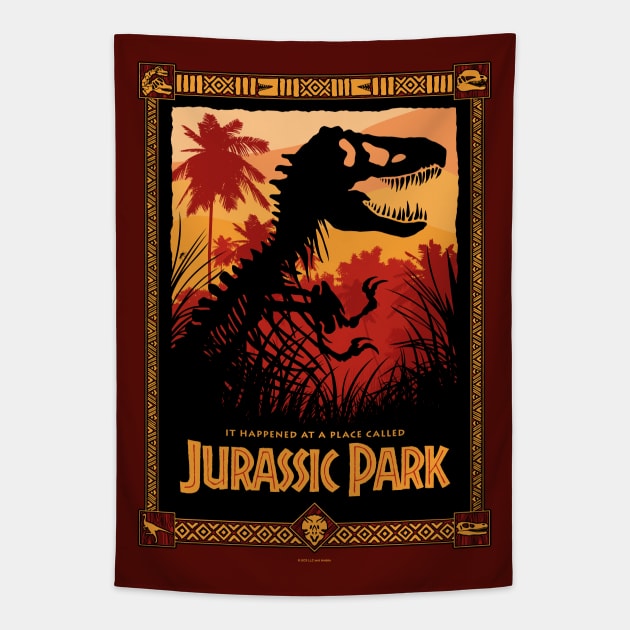 It Happened At A Place Called Jurassic Park (Red) Tapestry by avperth