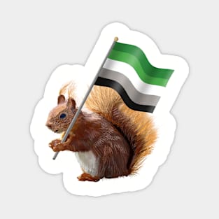 Red Squirrel with Aromantic Pride Flag Magnet