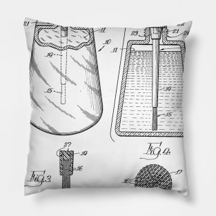 Nail Polish Applicator Vintage Patent Hand Drawing Pillow