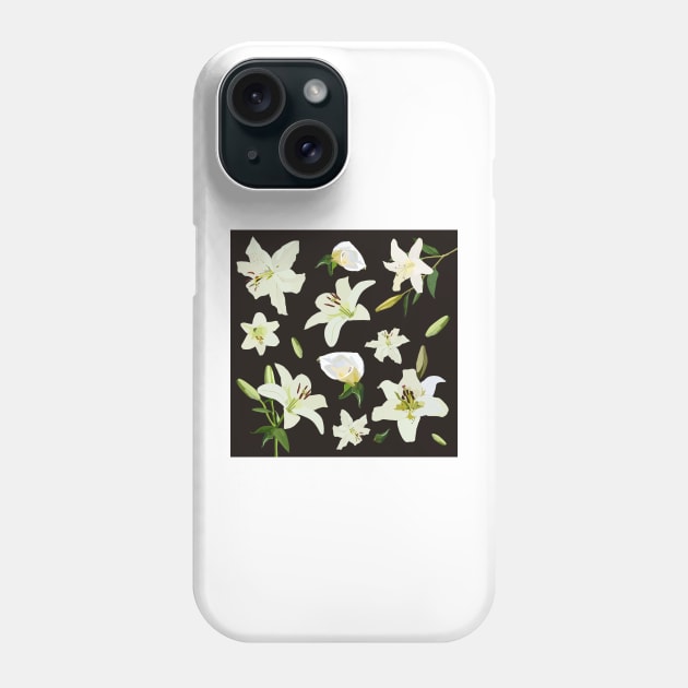 Black and White lily flowers Phone Case by smoochugs