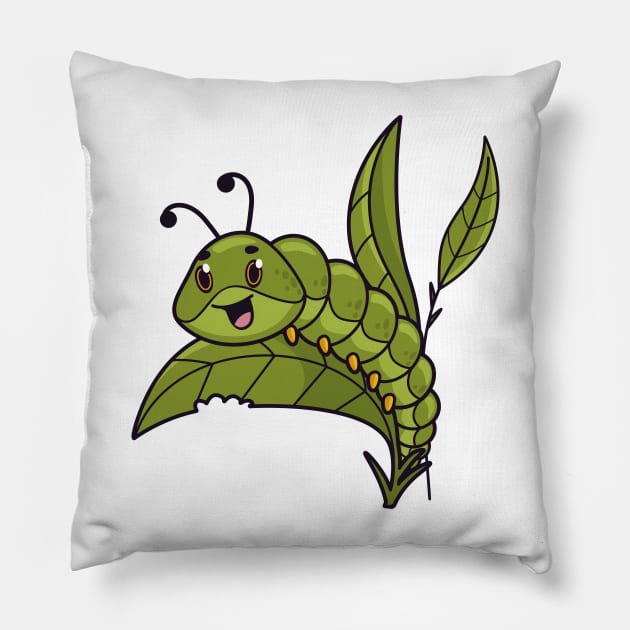 Caterpillar Hand Drawn Pillow by Mako Design 