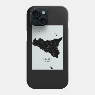 Sicily Italy Island Map dark Phone Case