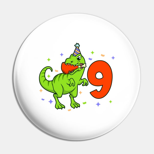 I am 9 with TREX - boy birthday 9 years old Pin by Modern Medieval Design