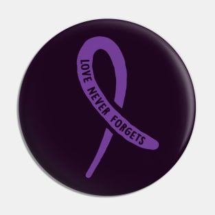 Alzheimers Awareness Ribbon Love Never Forgets End Alz Pin