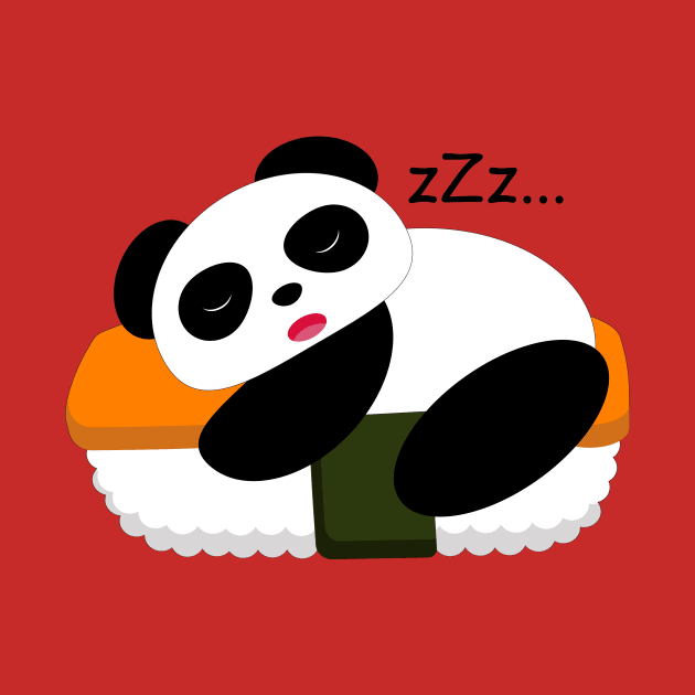 Panda sleeps top of sushi by edbellweis