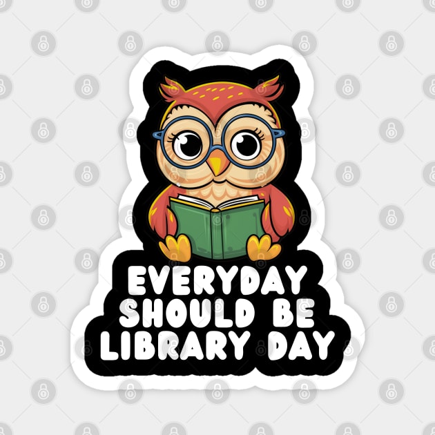 Owl Library Day Magnet by Estrella Design