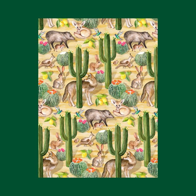 Early Arizona Morning - Watercolor Animals and Cacti by micklyn