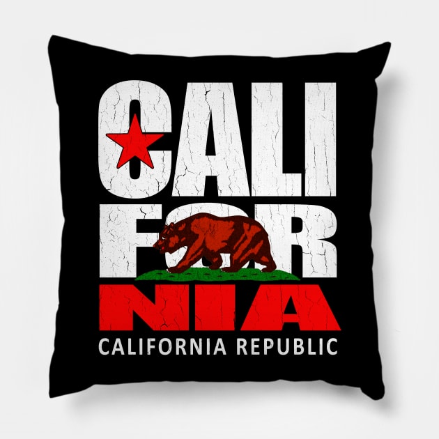 California Republic (vintage distressed look) Pillow by robotface