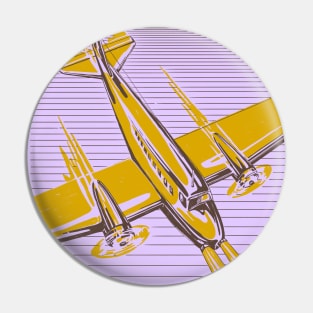 Retro Airplane Yellow and Violet Pin