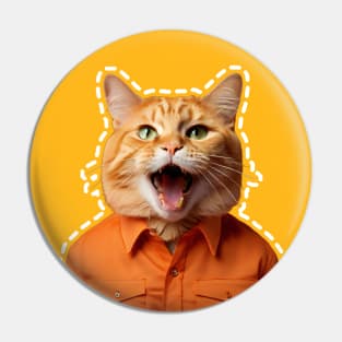 Orange cat in overalls Pin